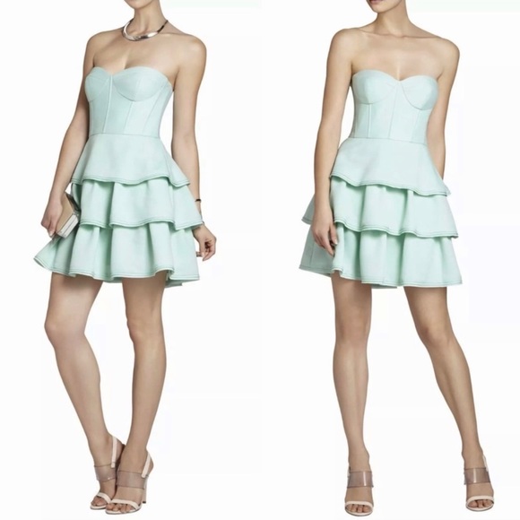 BCBGMaxAzria Dresses & Skirts - BCBGMAXAZRIA Jacklyn Ruffled Tiered Strapless Opaline Dress—SZ. 0